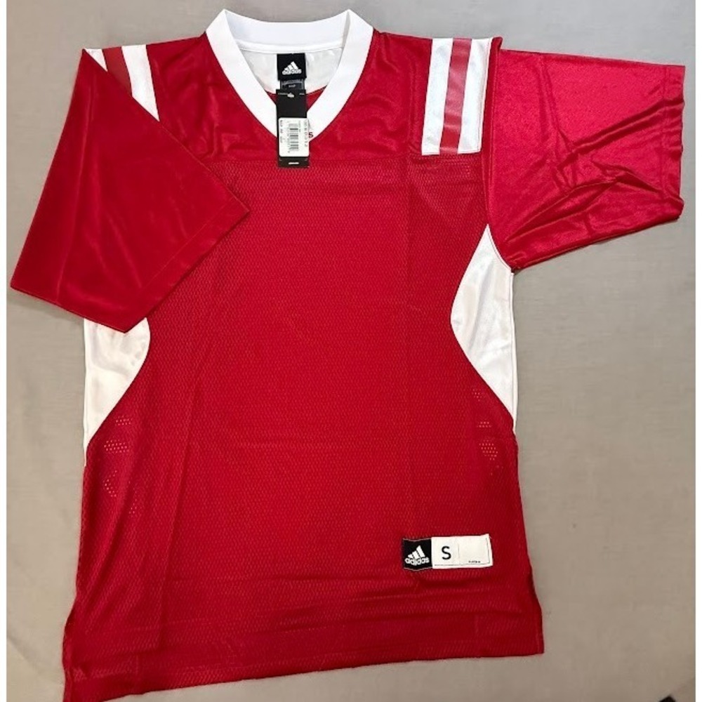 Indiana University Adidas Red White Athletic Football Jersey Mens S Short Sleeve